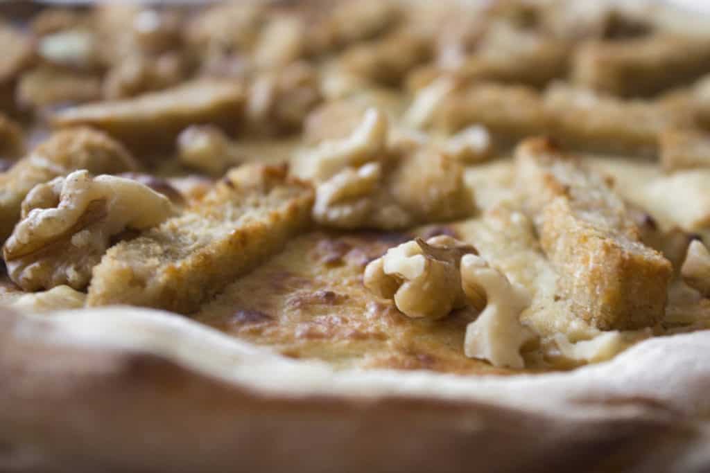 Vegan blue cheese and walnut pizza
