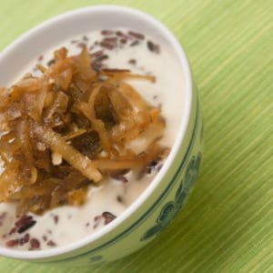 sticky rice with candied coconut