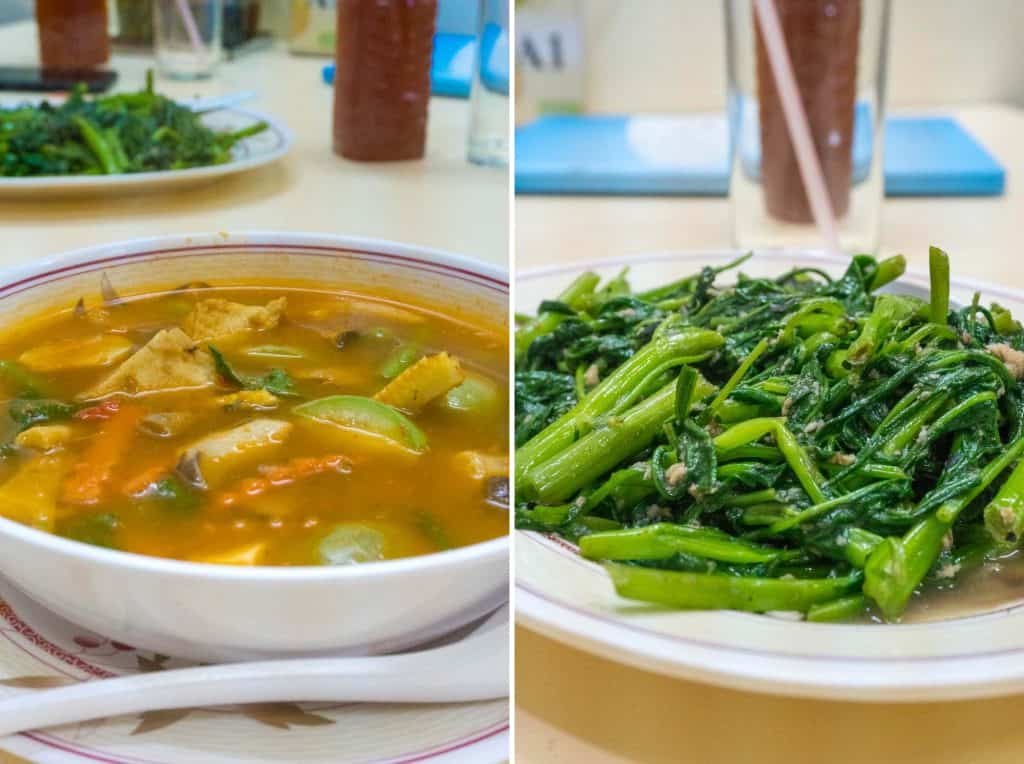 Vegan Jungle Curry and Stir Fried Water Mimosa