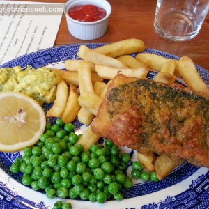 Vegan fish and chips from the Coach and Horses