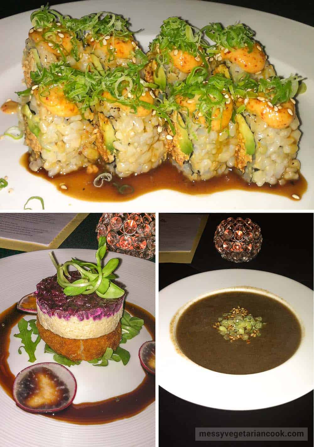 Dynamite rolls, crab cake tartar, French onion soup from Shojin Culver City
