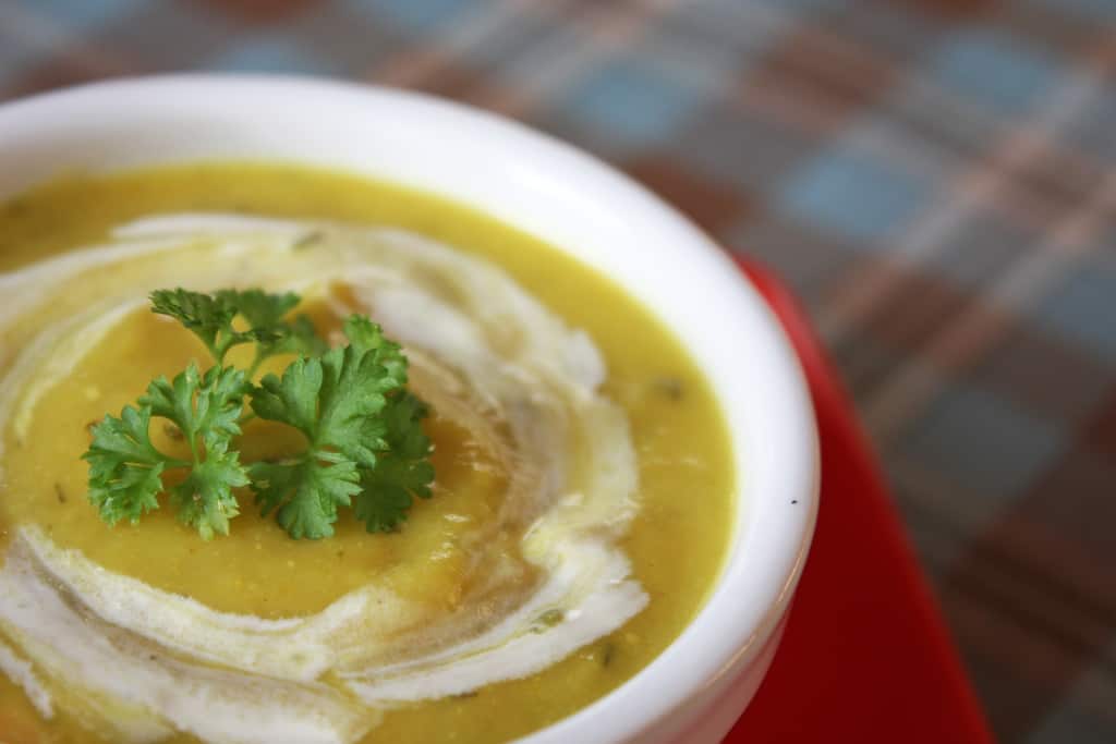 Celeriac, Fennel, and Roasted Garlic Soup