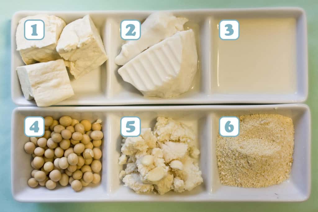Different types of soy products